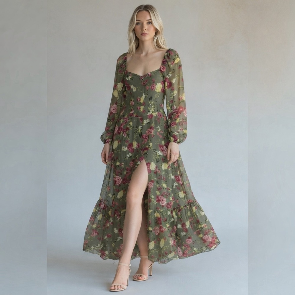 Bar III Women's Printed Bustier Side-Slit Maxi Dress‎